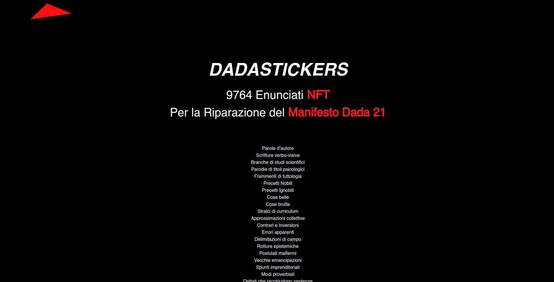 sito internet del progetto DADA NFT blockchain crypto AI ticino torino venezia